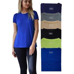 Women's Everyday Flowy Slub Burnout Active Casual Workout Crew TShirt Tops-6Pack